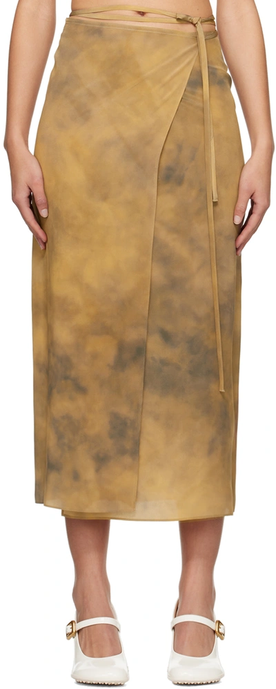 Shop Sportmax Beige Wrap Midi Skirt In 1 Beige Golden
