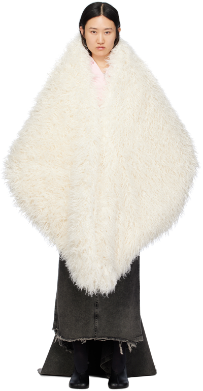Shop Vaquera Off-white Hook-eye Faux-fur Vest