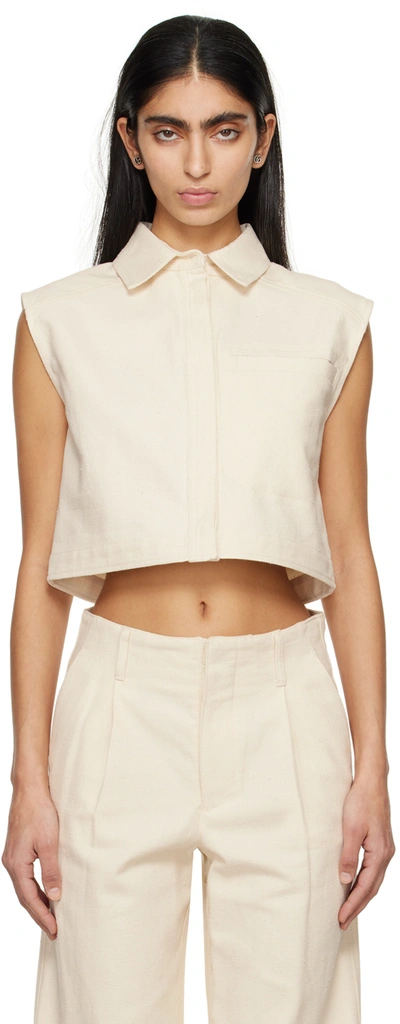 Loulou Studio Adora Top In Rice Ivory