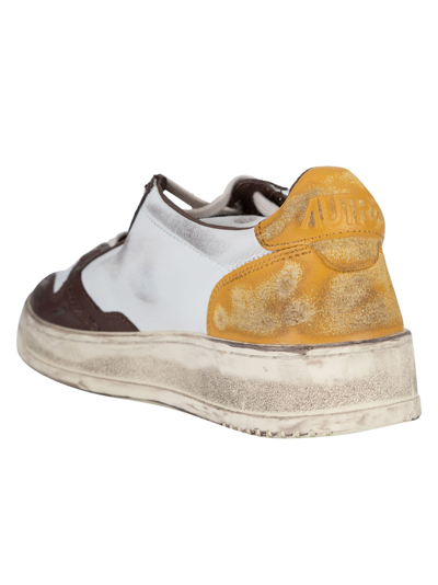 Shop Autry Super Vintage Medalist Sneakers In White Brown Honey