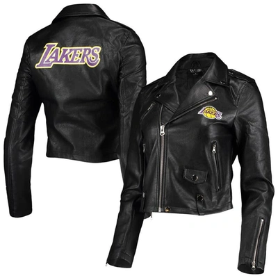 Shop The Wild Collective Black Los Angeles Lakers Moto Full-zip Jacket