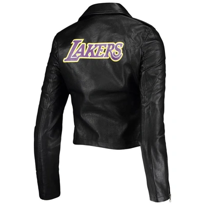 Shop The Wild Collective Black Los Angeles Lakers Moto Full-zip Jacket