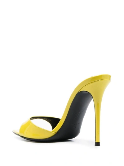 Shop Giuseppe Zanotti Intriigo Patent Leather Heel Mules In Yellow