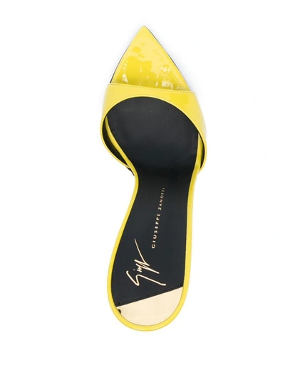 Shop Giuseppe Zanotti Intriigo Patent Leather Heel Mules In Yellow