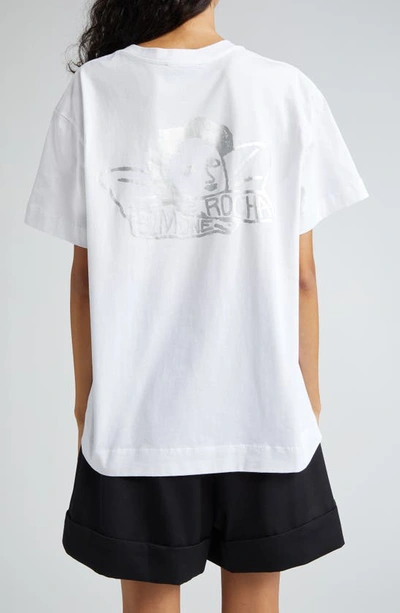 Shop Simone Rocha Graphic Project Metallic Angel Baby Graphic T-shirt In White/ Silver