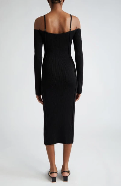 Shop Jacquemus Sierra Long Sleeve Midi Sweater Dress In Black