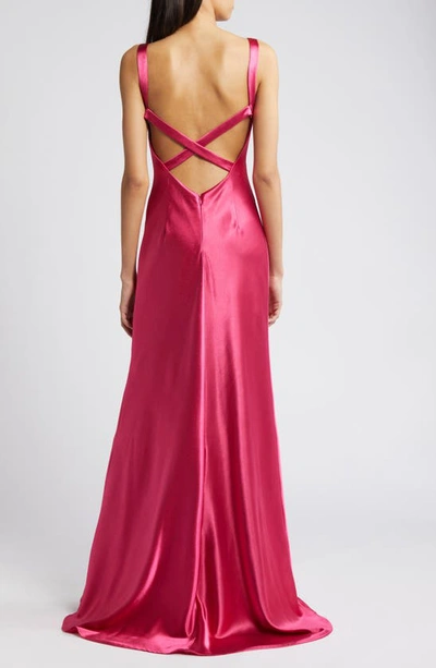Shop Lulus Perfectly Classy Satin Gown In Raspberry