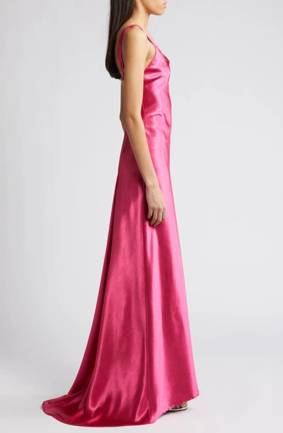 Shop Lulus Perfectly Classy Satin Gown In Raspberry
