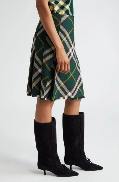 Shop Burberry Check Wool Wrap Skirt In Ivy Ip Check