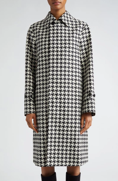 Shop Burberry Houndstooth Check Twill Long Car Coat In Black Ip Chk