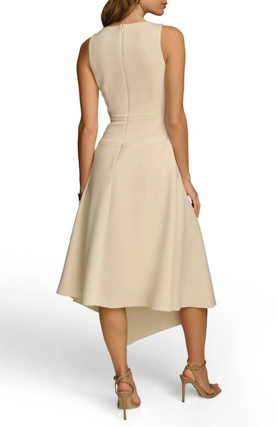 Shop Donna Karan Asymmetric Sleeveless Fit & Flare Dress In Parchment