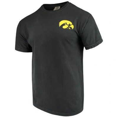 Shop Image One Black Iowa Hawkeyes Baseball Flag Comfort Colors T-shirt