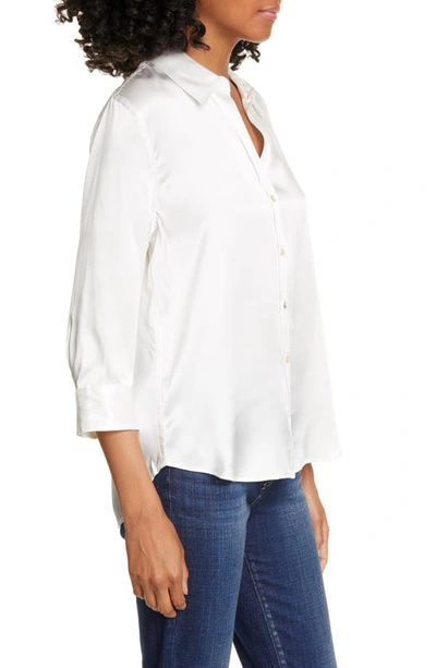 Shop L Agence Dani Silk Charmeuse Blouse In Ivory