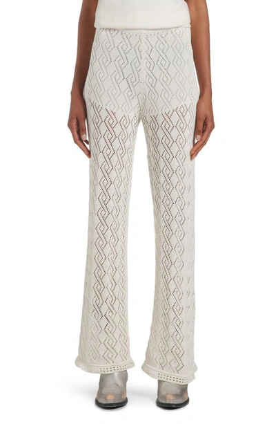 Shop Golden Goose Open Stitch Wide Leg Pants In Ecru