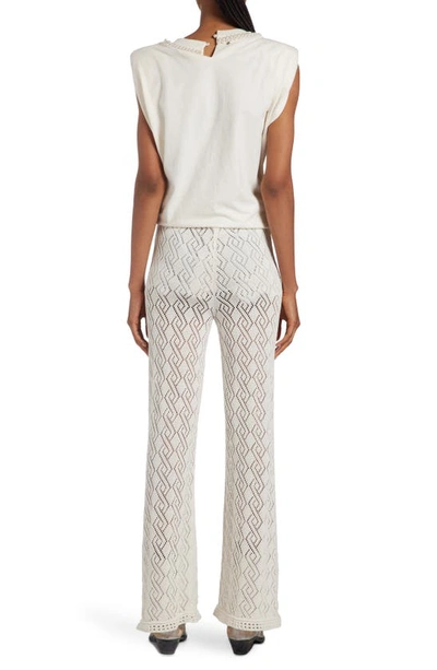 Shop Golden Goose Open Stitch Wide Leg Pants In Ecru