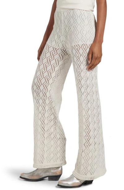 Shop Golden Goose Open Stitch Wide Leg Pants In Ecru