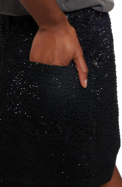 Shop Golden Goose Crystal Embellished Denim Miniskirt In Black