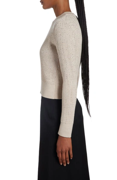 Golden Goose Crystal Embellished Virgin Wool Rib Crewneck Sweater In Beige