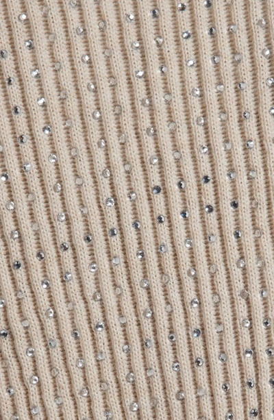 Golden Goose Crystal Embellished Virgin Wool Rib Crewneck Sweater In Beige
