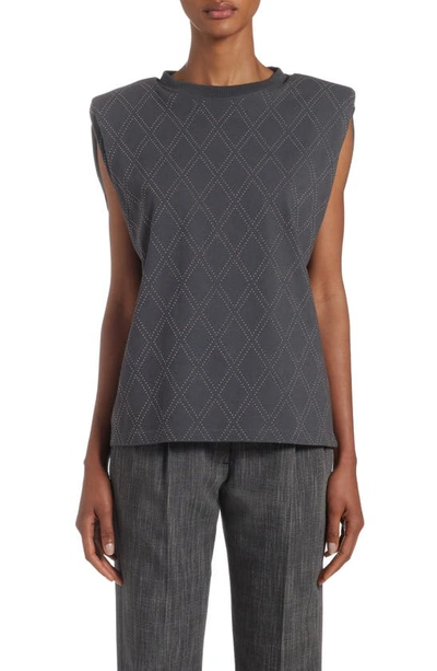 Shop Golden Goose Studded Cotton Shoulder Pad Tank In Anthracite