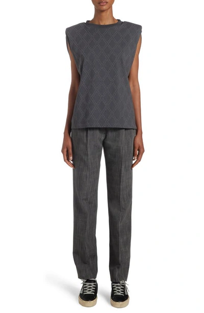 Shop Golden Goose Studded Cotton Shoulder Pad Tank In Anthracite