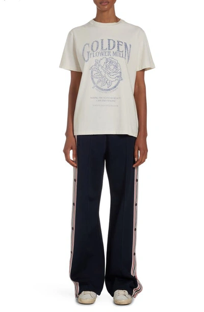Golden Goose Golden Flower Mill Distressed Silk Blend Graphic T-shirt In Heritage White