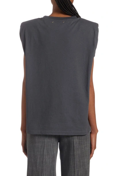 Shop Golden Goose Studded Cotton Shoulder Pad Tank In Anthracite