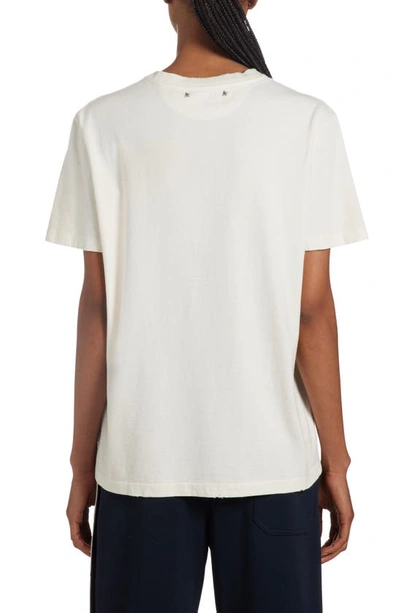 Shop Golden Goose Golden Flower Mill Distressed Silk Blend Graphic T-shirt In Heritage White