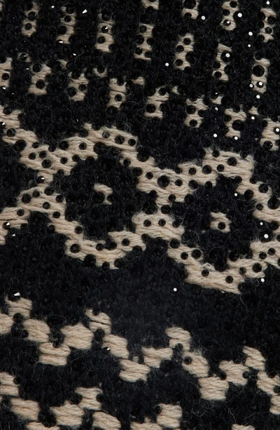 Shop Golden Goose Studded Nordic Jacquard Wool Wrap Cardigan In Black/ Ecru