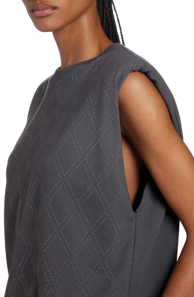 Shop Golden Goose Studded Cotton Shoulder Pad Tank In Anthracite