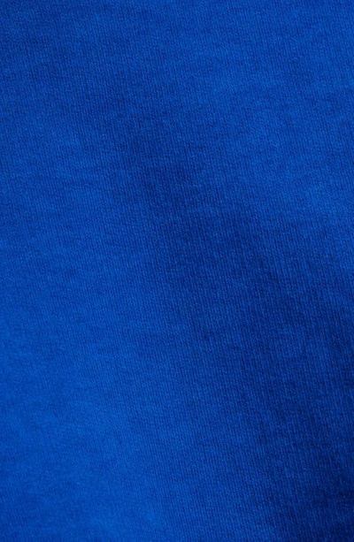 Shop Golden Goose Crop Cotton French Terry Logo Graphic Hoodie In Mazarine Blue/ Heritage White