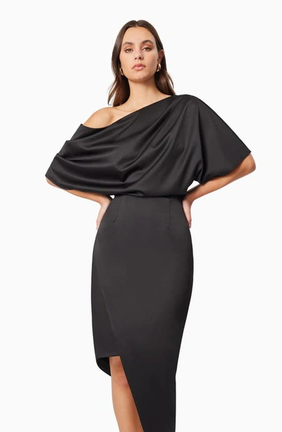 Shop Elliatt Carson One-shoulder Satin Dress In Black