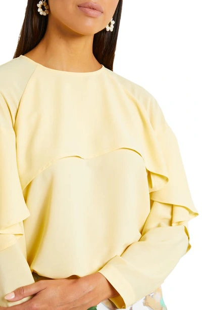 Shop Misook Draped Overlay Top In Pale Gold