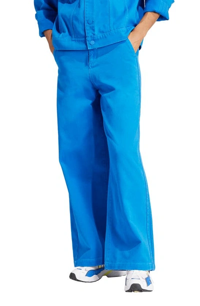 Shop Adidas Originals X Kseniaschnaider 3-stripe Wide Leg Jeans In Blue