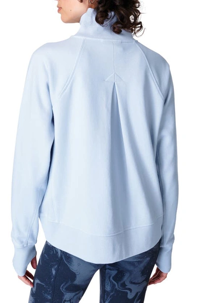 Sweaty Betty Revive Rib Trim Half-zip Pullover In Salt Blue