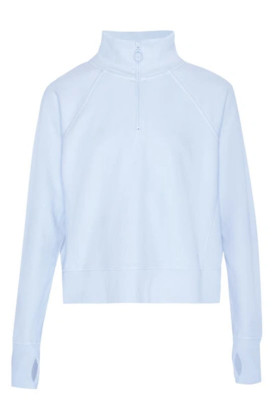 Sweaty Betty Revive Rib Trim Half-zip Pullover In Salt Blue