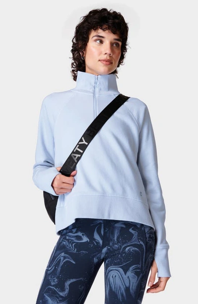 Sweaty Betty Revive Rib Trim Half-zip Pullover In Salt Blue