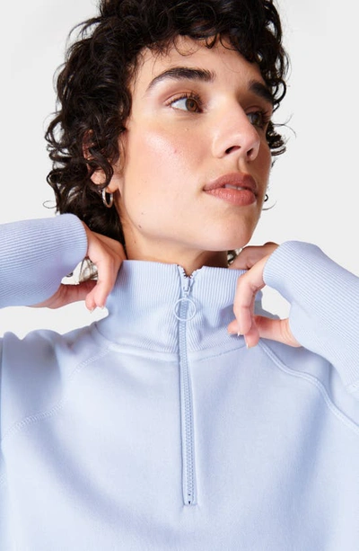 Sweaty Betty Revive Rib Trim Half-zip Pullover In Salt Blue