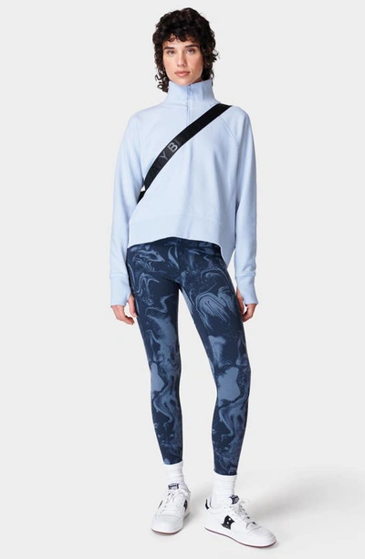 Sweaty Betty Revive Rib Trim Half-zip Pullover In Salt Blue