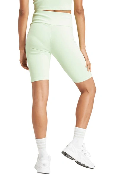 Shop Adidas Originals Lifestyle High Waist Rib Shorts In Semi Green Spark