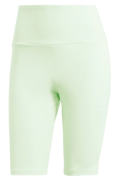 Shop Adidas Originals Lifestyle High Waist Rib Shorts In Semi Green Spark