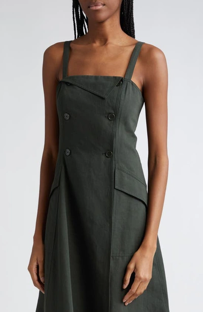 Shop A.l.c . Scarlett Cotton & Linen Asymmetric Dress In Mossy