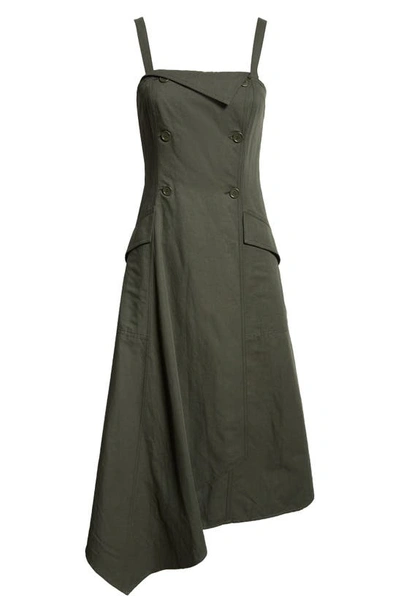 Shop A.l.c Scarlett Cotton & Linen Asymmetric Dress In Mossy
