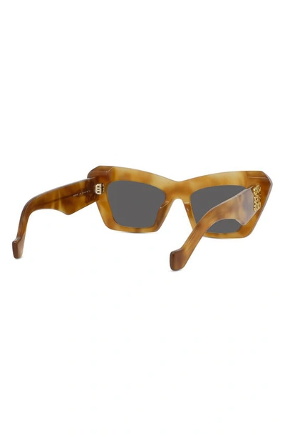 Shop Loewe Anagram 51mm Cat Eye Sunglasses In Blonde Havana / Smoke