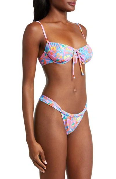 Shop Kulani Kinis Ruched Underwire Bikini Top In Rio Rainbow