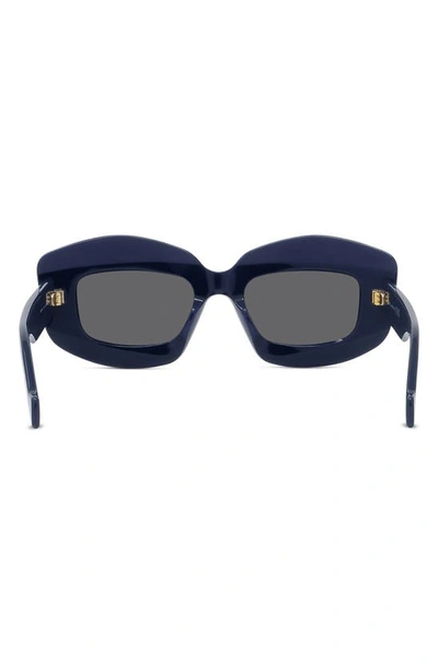 Shop Loewe Starry Night Anagram 49mm Small Rectangular Sunglasses In Navy Blue Full Strass / Smoke