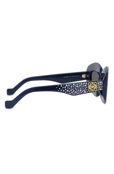 Shop Loewe Starry Night Anagram 49mm Small Rectangular Sunglasses In Navy Blue Full Strass / Smoke