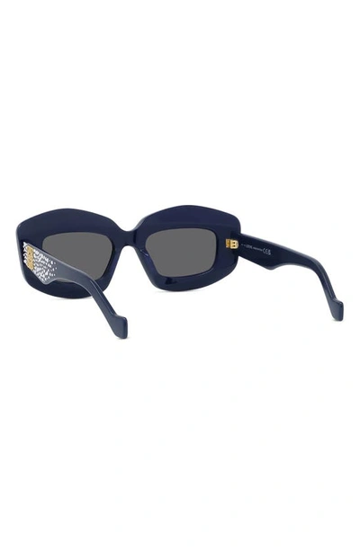 Shop Loewe Starry Night Anagram 49mm Small Rectangular Sunglasses In Navy Blue Full Strass / Smoke