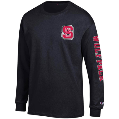 Shop Champion Black Nc State Wolfpack Team Stack Long Sleeve T-shirt