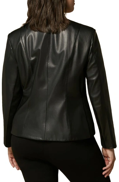 Shop Marina Rinaldi Jersey Side Panel Leather Jacket In Black